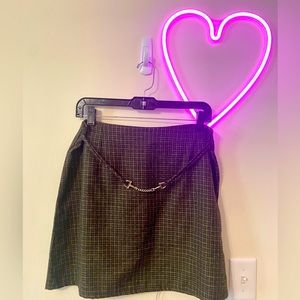 My Michelle Green Plaid Skirt with built in belt